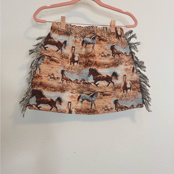 Fashion Nova Running Wild Western Mini Skirt Brown/combo - Picture 3 of 3